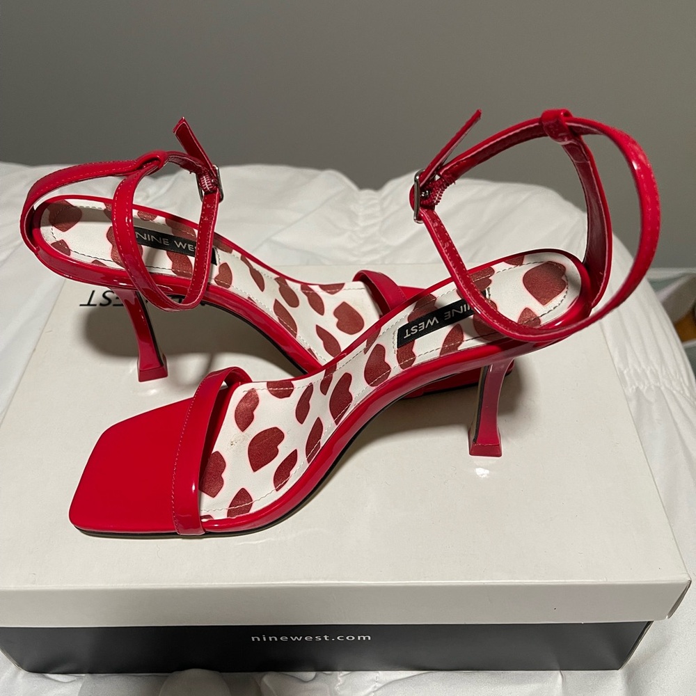 Nine West Red Ankle Strap Heels